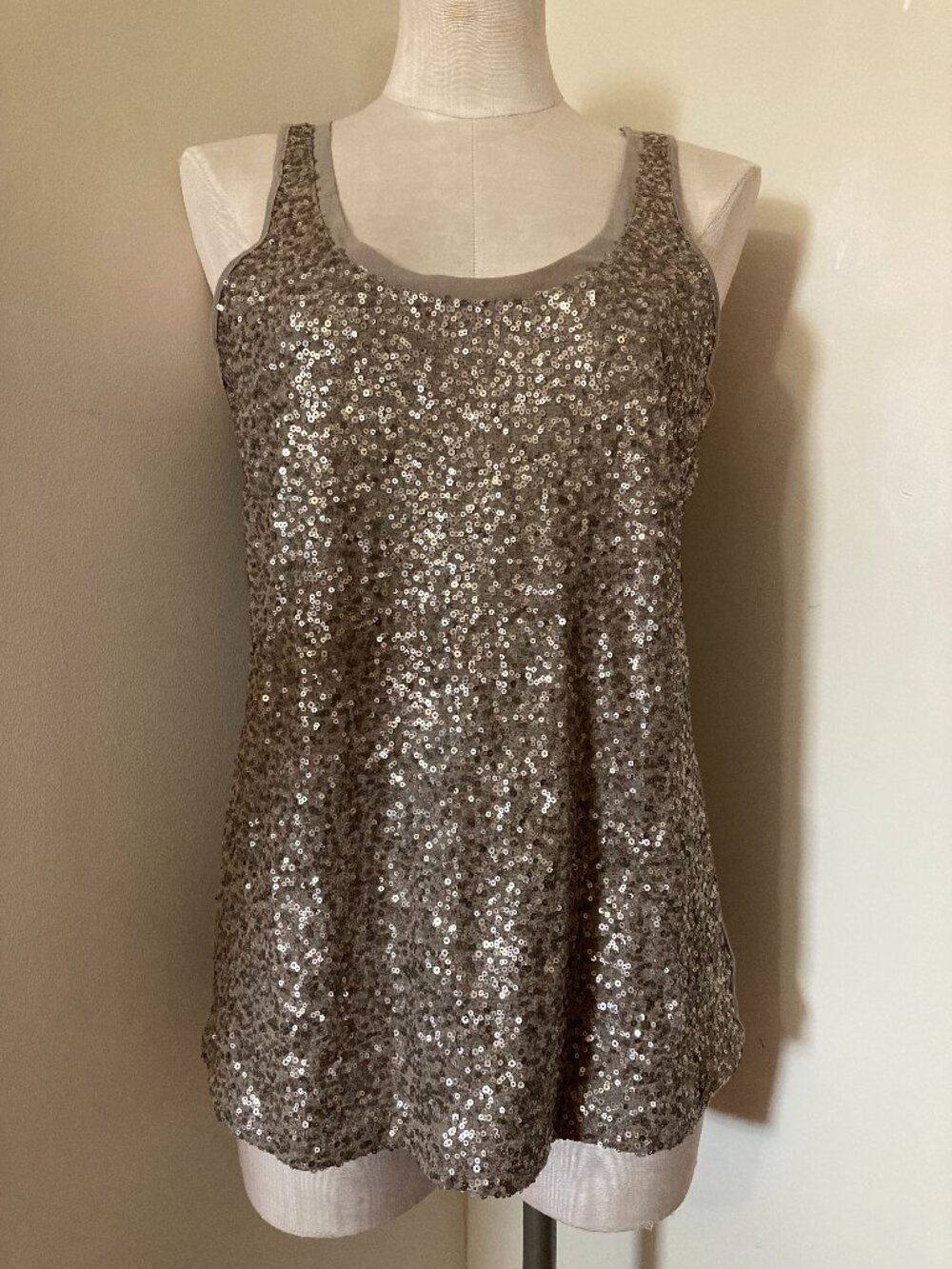 [Express] Dark Champagne Sequin Front Tank | M | FLAWED NWT